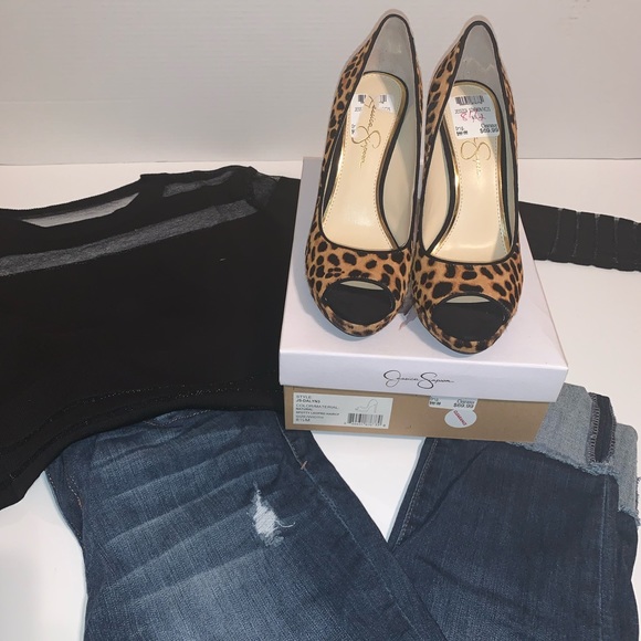 Jessica Simpson-Spotty Leopard Heels Size 8.5M - Picture 3 of 8